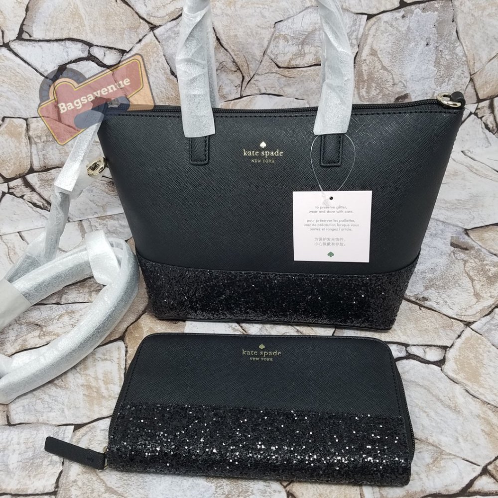 #bagsavenue ina greta satchel crossbody black neda wallet grey Kate Spade - Picture 2 of 16